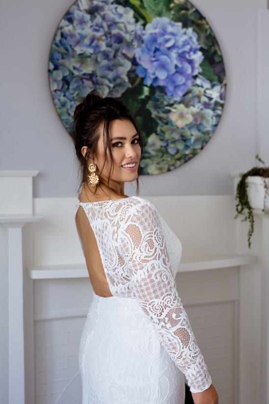 Calla long sleeves sexy back lace wedding dress