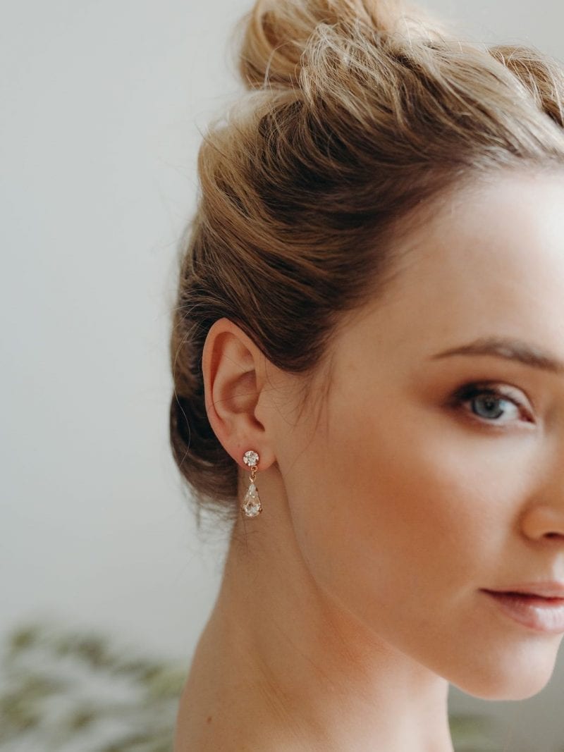Selene rose gold crystal teardrop earrings