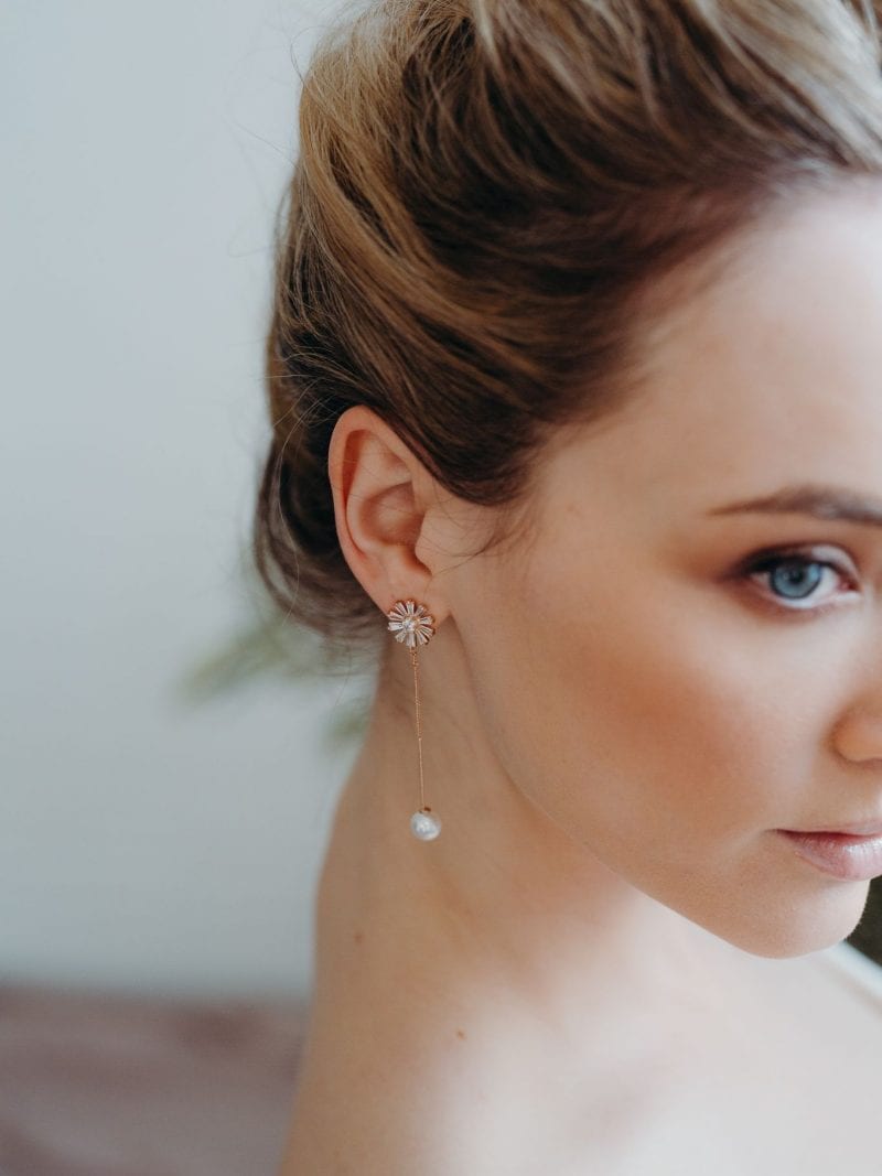 Saffron drop pearl earrings