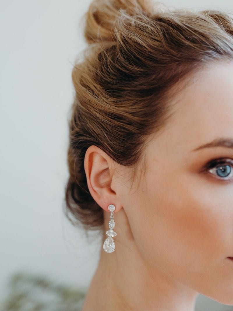 Hettie silver crystal pendant earrings