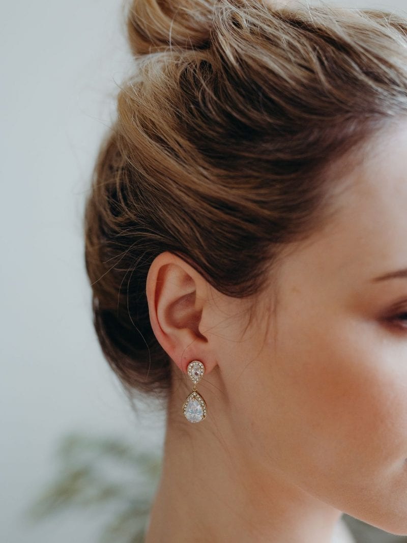 Tiffany gold teardrop crystal earrings