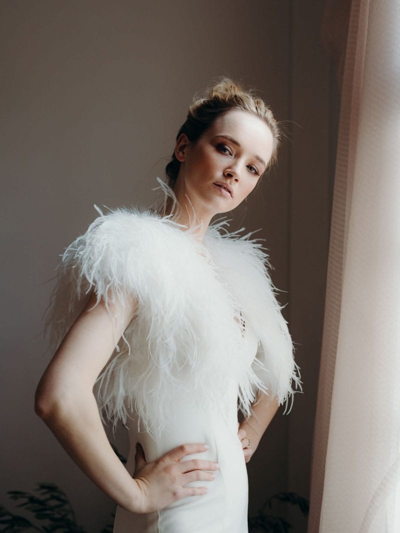 Ostrich fur cape bolero