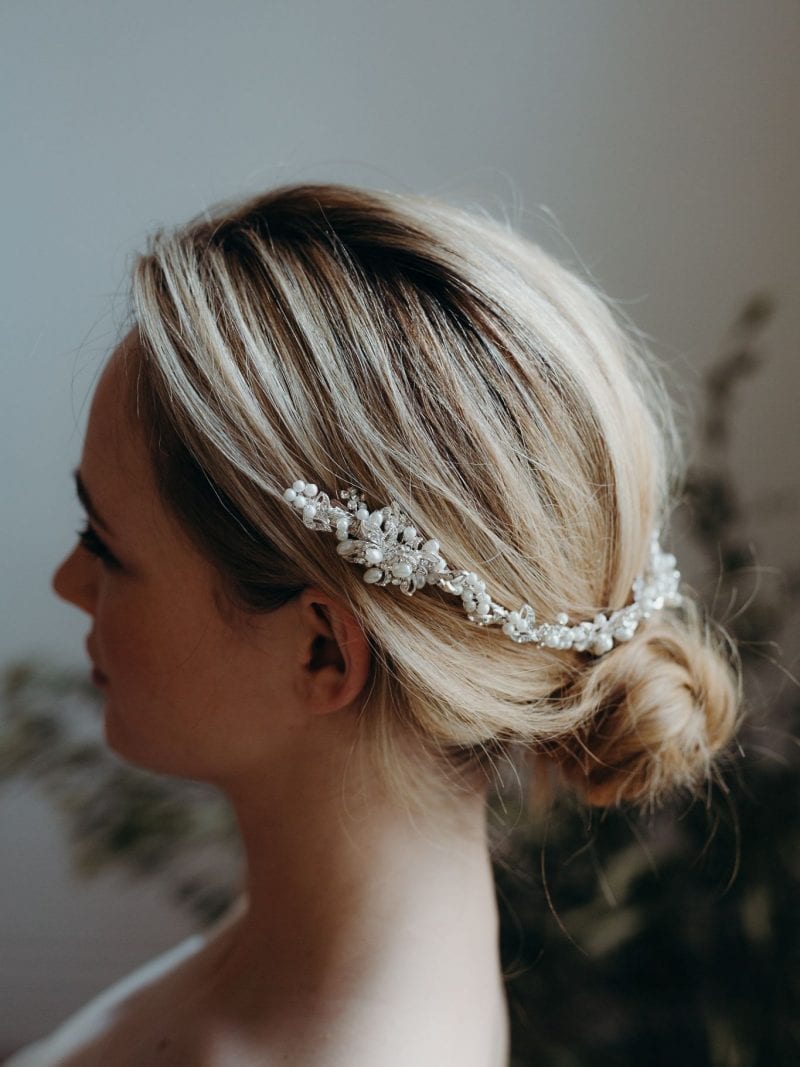 Chloe silver and pearl tiara