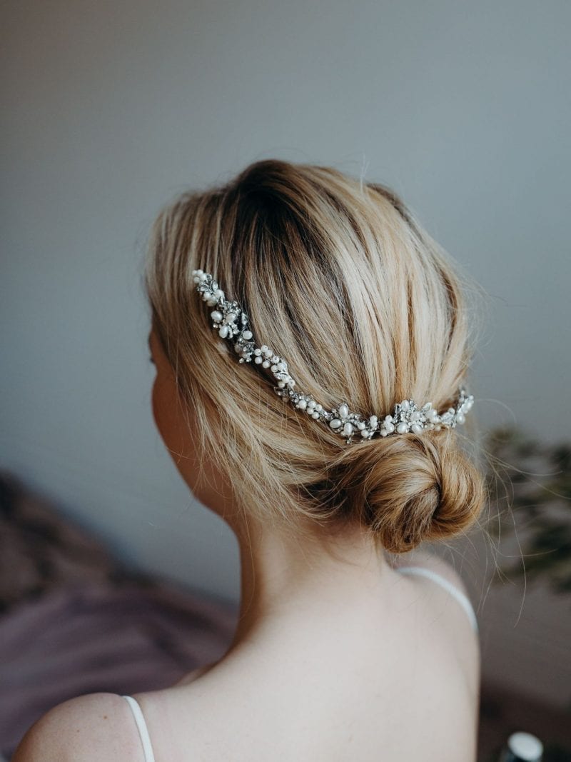 Chloe rhodium and pearl tiara